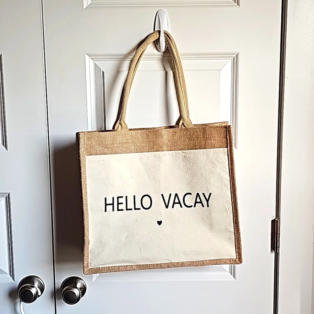 Hello Vacay Beach Bag and NWT Hello Weekend Leather Coozie - Picture 1 of 10